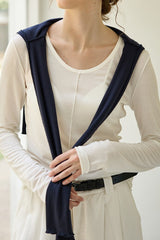 Tencel Wool Blend Round Neck Knit Top