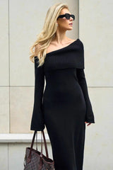Off Shoulder Foldover Sweater Dress