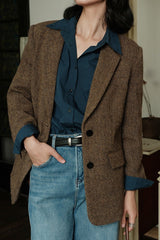 Herringbone Wool Blend Blazer