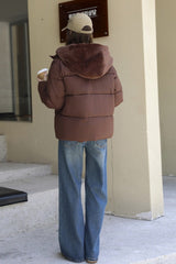 Faux Fur Panel Cropped Puffer Jacket