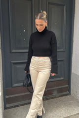 Striped Turtleneck Bell Sleeve Sweater