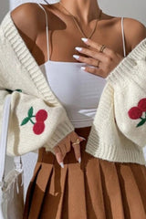 Embroidered Knit Open Front Sweater