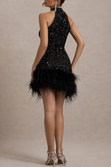 Shiny Fuzzy Sequin Bodycon Party Dress