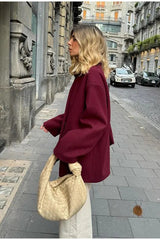 Scarf Collar Single Breasted Wool Coat coats