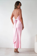 Satin Backless Tie Party Dress