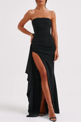 Sexy Strapless Slit Evening Party Dress