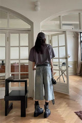 Loose Ripped Capri Wide Leg Jeans