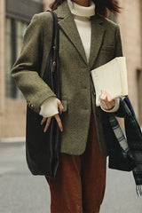 Wool Blend Single Breasted Blazer