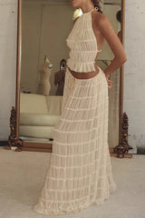 Ruched Halter Cami & Maxi Skirt Boho Dress