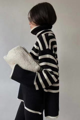 Heavyweight High Neck Striped Sweater