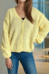 Relaxed V-Neck Cardigan S / Yellow