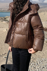 Cropped Plush Lined Oversized Puffer Jacket