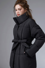 Warm Casual Cropped Cotton Puffer Jacket M / Black