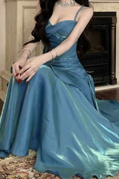 Satin Ruffle Trim Party Dress