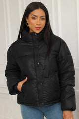 Cropped Stand Collar Puffer Jacket