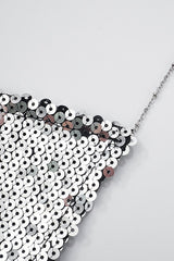 Metal Sequin Chain Backless Tank Top