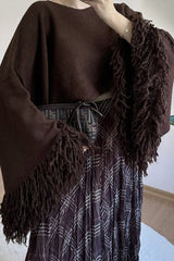 Cropped Fringe Oversized Long Sleeve Sweater