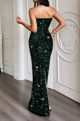 Strapless Bow Maxi Party Dress