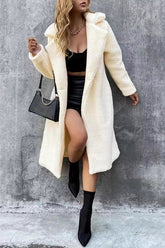 Faux Shearling Double Breasted Overcoat