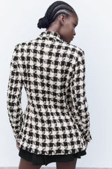 Houndstooth Double Breasted Blazer