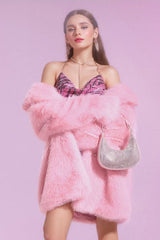 Solid Color Plush Trench Overcoat