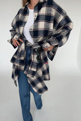 Relaxed Fit Plaid Long Sleeve Blouse