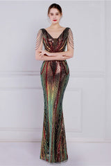 Beaded Floral Sequin Mermaid Party Dress