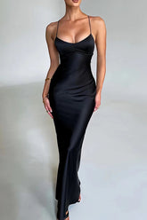 Back Tie Spaghetti Strap Formal Dress