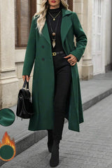 Wool Lapel Long Belted Double Overcoat