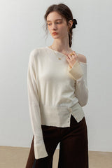 Asymmetric Neckline Elegant Knit Top