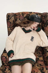 Soft Mohair V Neck Pullover Sweater