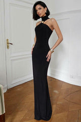 High Neck Sleeveless Slit Formal Dress