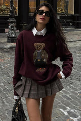 Bear Embroidery Oversized Sweater