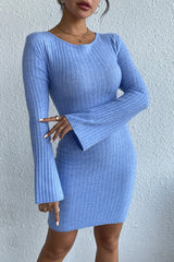 Backless Flare Sleeve Sweater Dress
