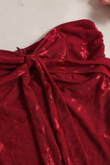 Jacquard Mesh Strapless Party Dress