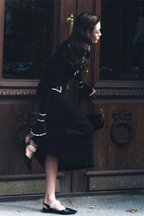 Ruffled Knit Collared Fitted Sweater Dress