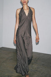 Polka Dot Halter Neck Maxi Dress