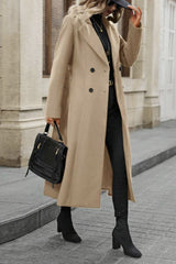 Wool Lapel Long Belted Double Overcoat