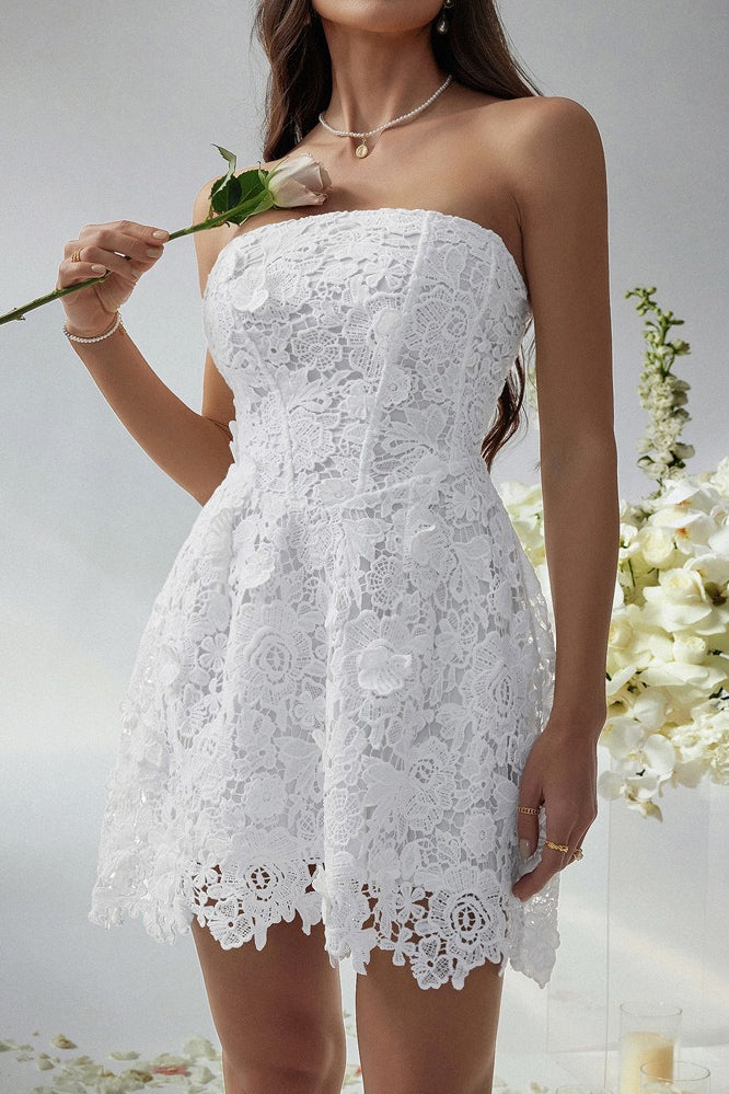 Solid Bustier Embroidered Cocktail Dress