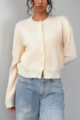 Lightweight Round Neck Button Cardigan