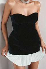 Pleated Bustier Cocktail Dress S / Black