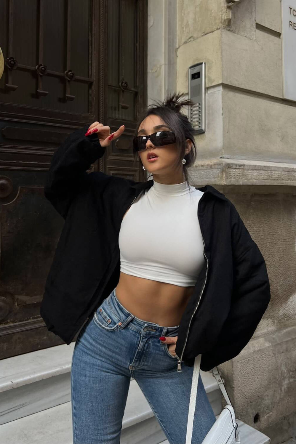 Zip Up Stand Collar Sweatshirt Jacket