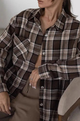 Long Sleeve Plaid Stripe Blouse