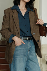 Herringbone Wool Blend Blazer