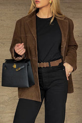 Distressed Suede Relaxed Fit Jacket S / Brown