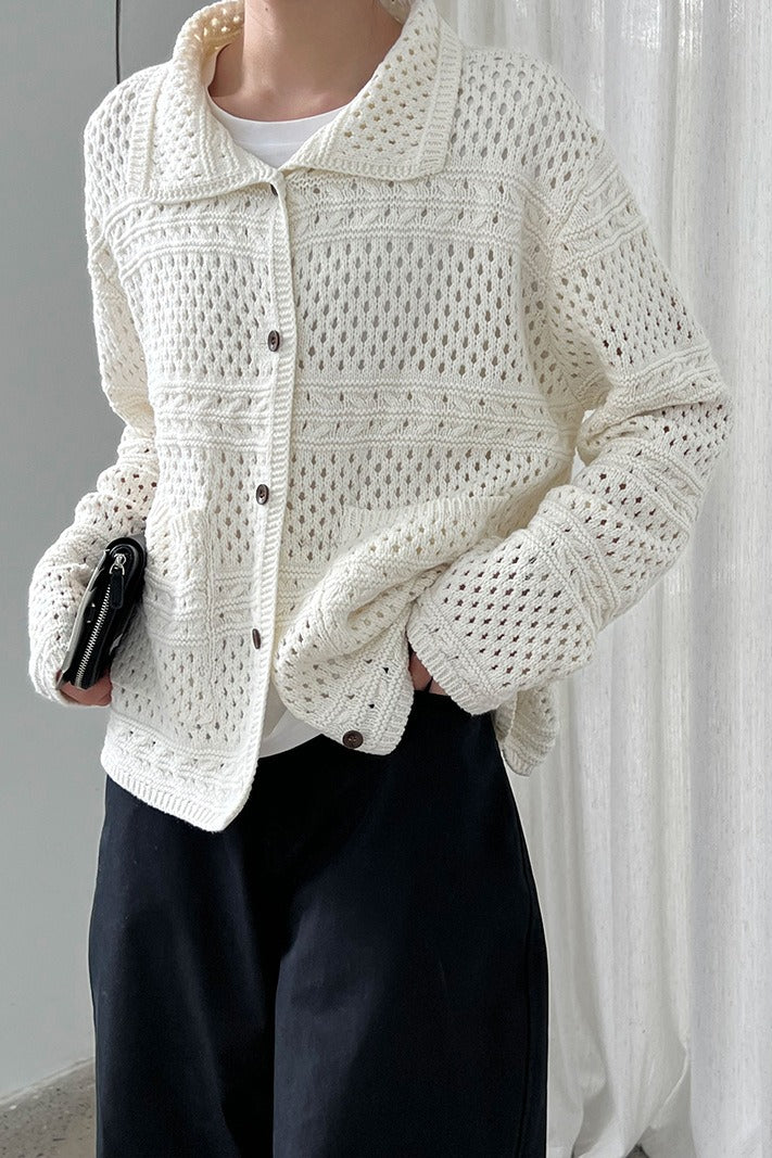 Openwork Knit Cardigan White / One Size