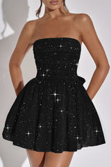 Elegant Strapless Bodycon Mini Party Dress S / Black