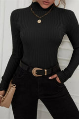 Fitted Long Sleeve Mock Neck Sweater