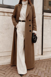 Warm Wool Solid Color Long Overcoat