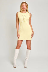 Sleeveless Bow Cutout Knit Sweater Dress